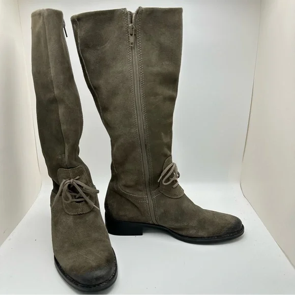 J. JILL Tall Boots Suede Leather Gray Zip Sz 6.5 Equestrian - Picture 4 of 11